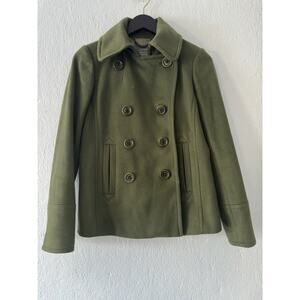 J.Crew Women’s Green Peacoat Wool by Nello Gori Double Breasted Coat - Size 2